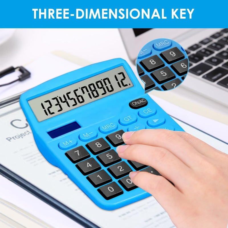 DUFCUSPH 12 Digits Desktop Calculator with Large LCD Display, Basic Calculator Dual Solar Power and Battery, Standard Function for Office, Home, School (Dark Blue) - Image 3